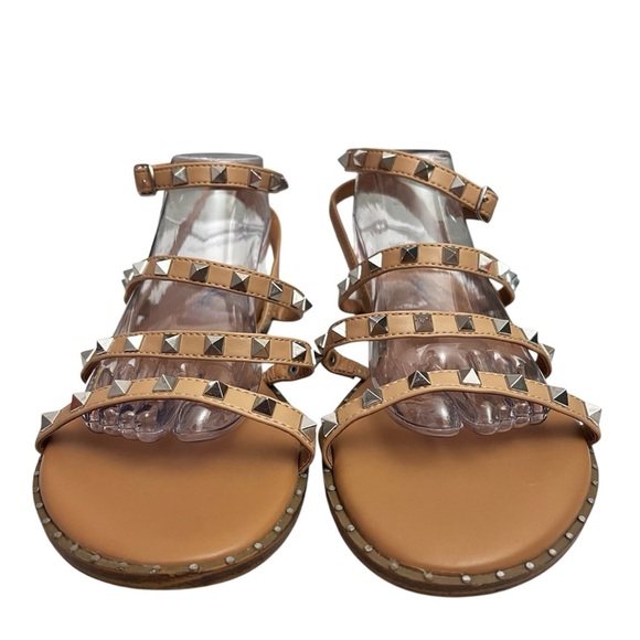 Torrid Women 9.5WW Beige Tan Studded Gladiator Strappy Boho Edgy Flat Sandals - Picture 5 of 9